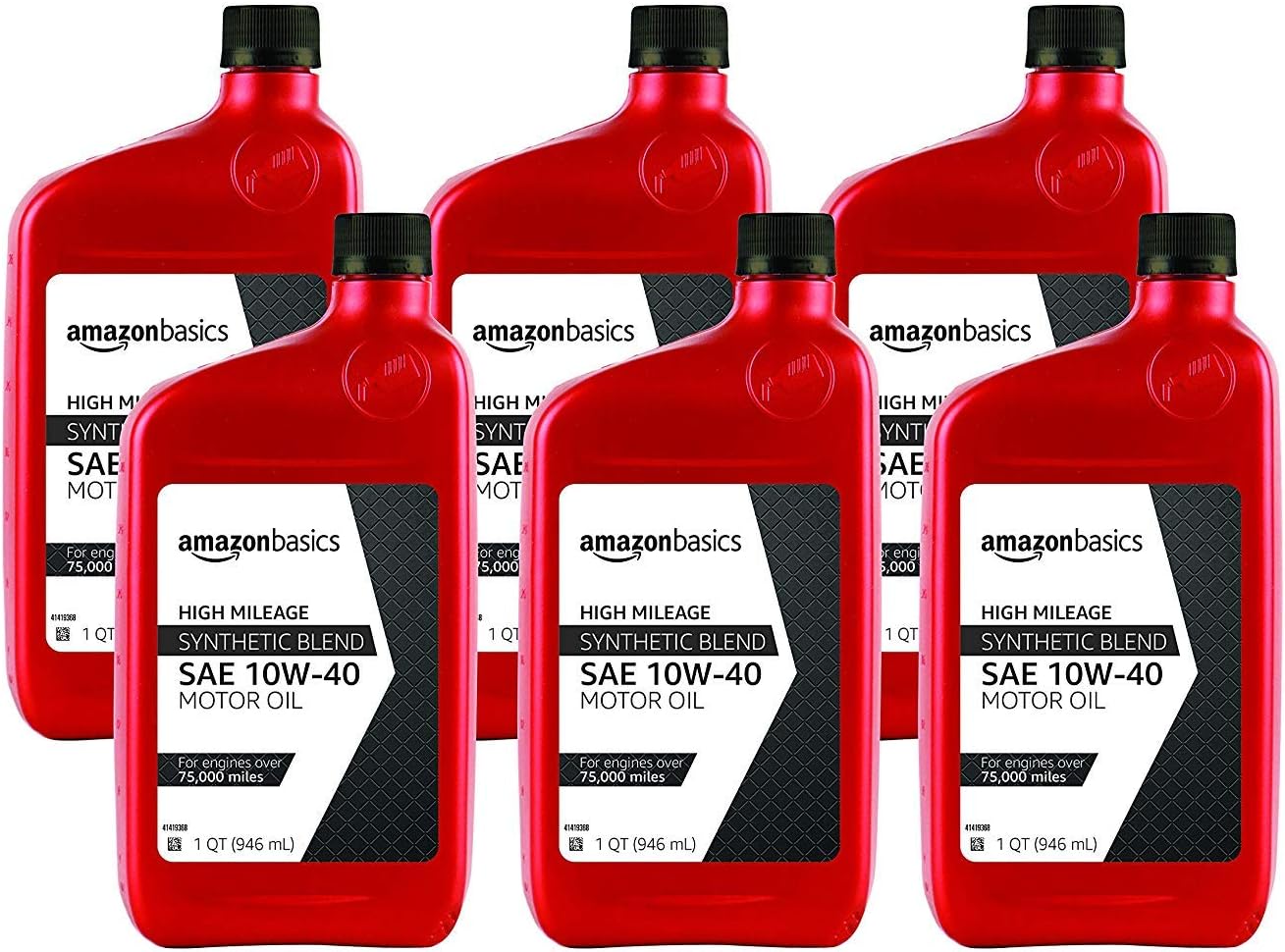 AmazonBasics High Mileage Motor Oil Synthetic Blend 10W401 Quart