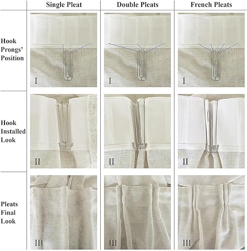 Miniatura 7 de 2 paneles de cortinas de lino natural de 84 pulgadas de largo, cortinas plisadas neutrales de 84 pulgadas de largo, cortinas plisadas de granja para
