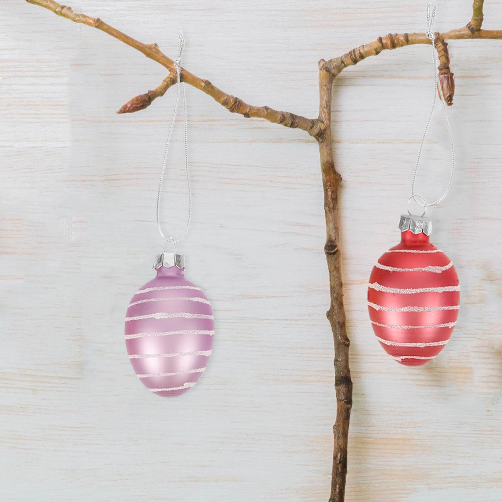 Luxshiny Glas Ostereier Eiförmige Baumhänger Leichte und Langlebige 12 Stück zum Aufhängen für Festliche Osterdeko in Einkaufszentren und Hotels