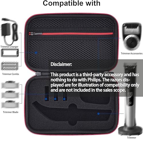 Miniatura 4 de Funda para afeitadora eléctrica compatible con Philips Norelco OneBlade Pro QP65207090, estuche de almacenamiento de maquinilla de afeitar eléctrica
