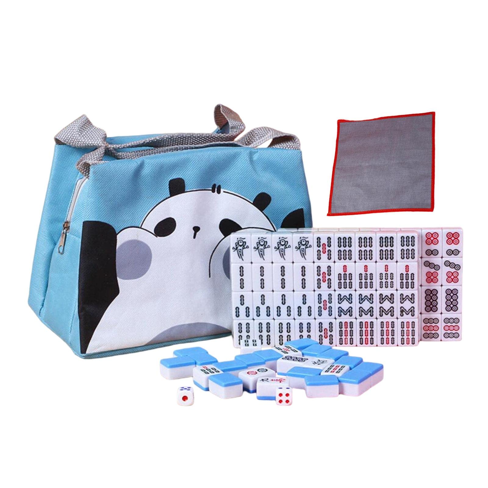 WOVEBIUS Chinese Mahjong Game Set with 144 Tiles,Dice for Boys and Girls Adults Blue,26mm