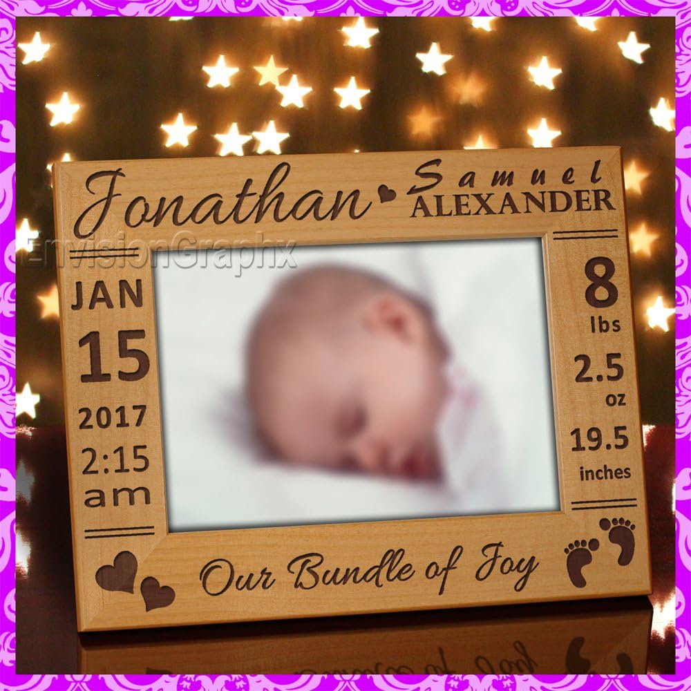 5x7 Personalized Custom Alderwood Baby Newborn Picture Frame