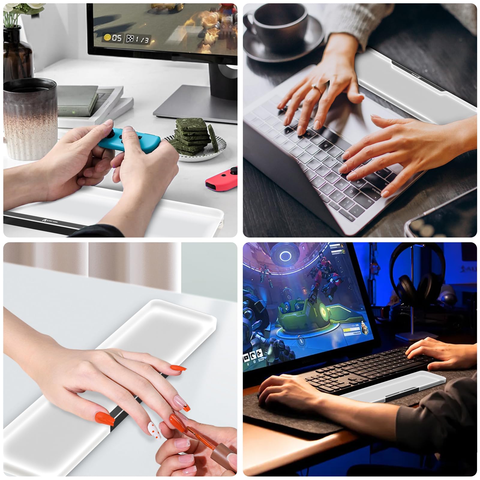 Repose-poignet en acrylique pour clavier de jeu, repose-poignet ergonomique transparent avec base antidérapante, logo personnalisé en alliage d'aluminium pour clavier d'ordinateur compact à 80 %,