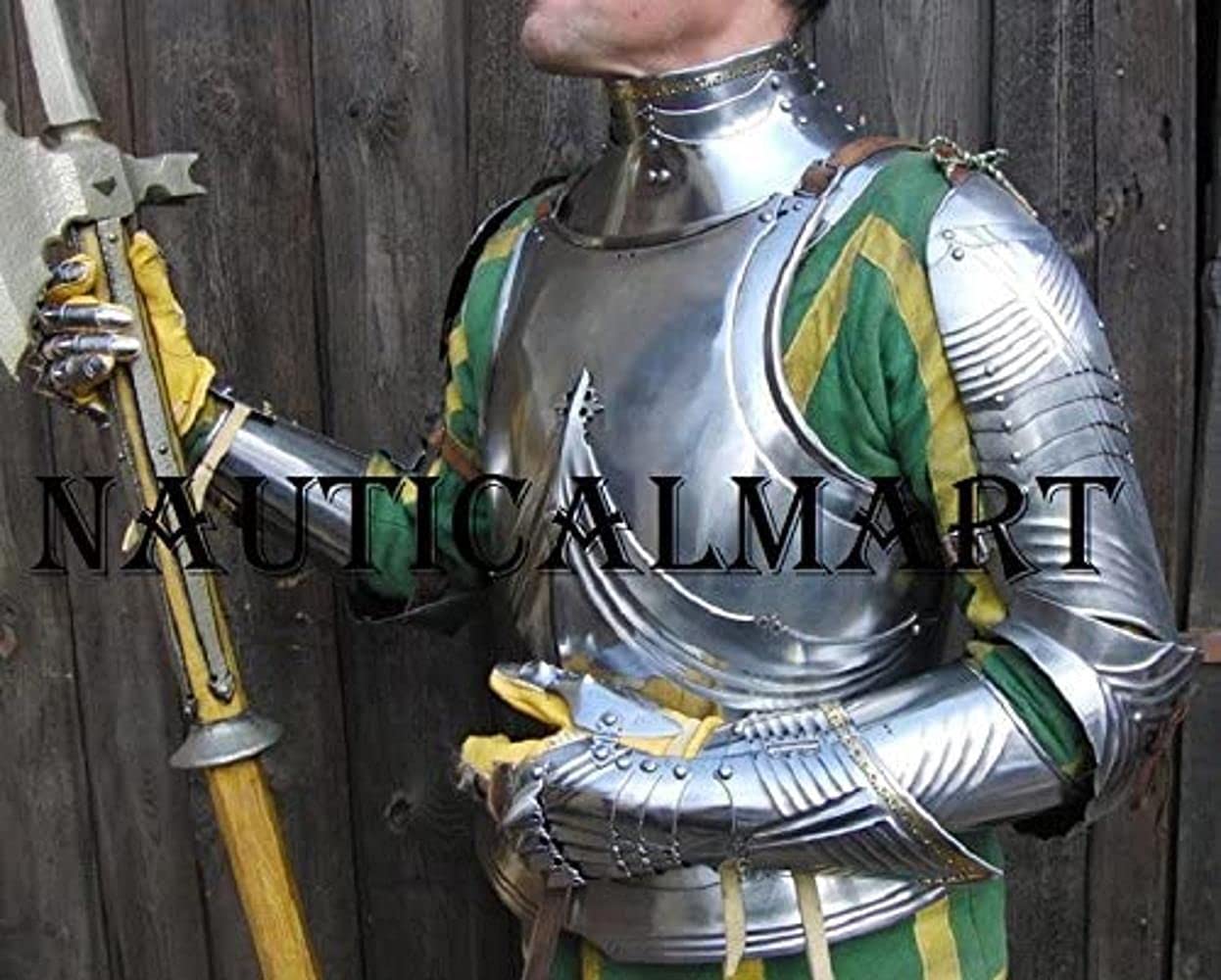Classic Medieval Armour Bevor + Arm Set + Breastplate Halloween Costume
