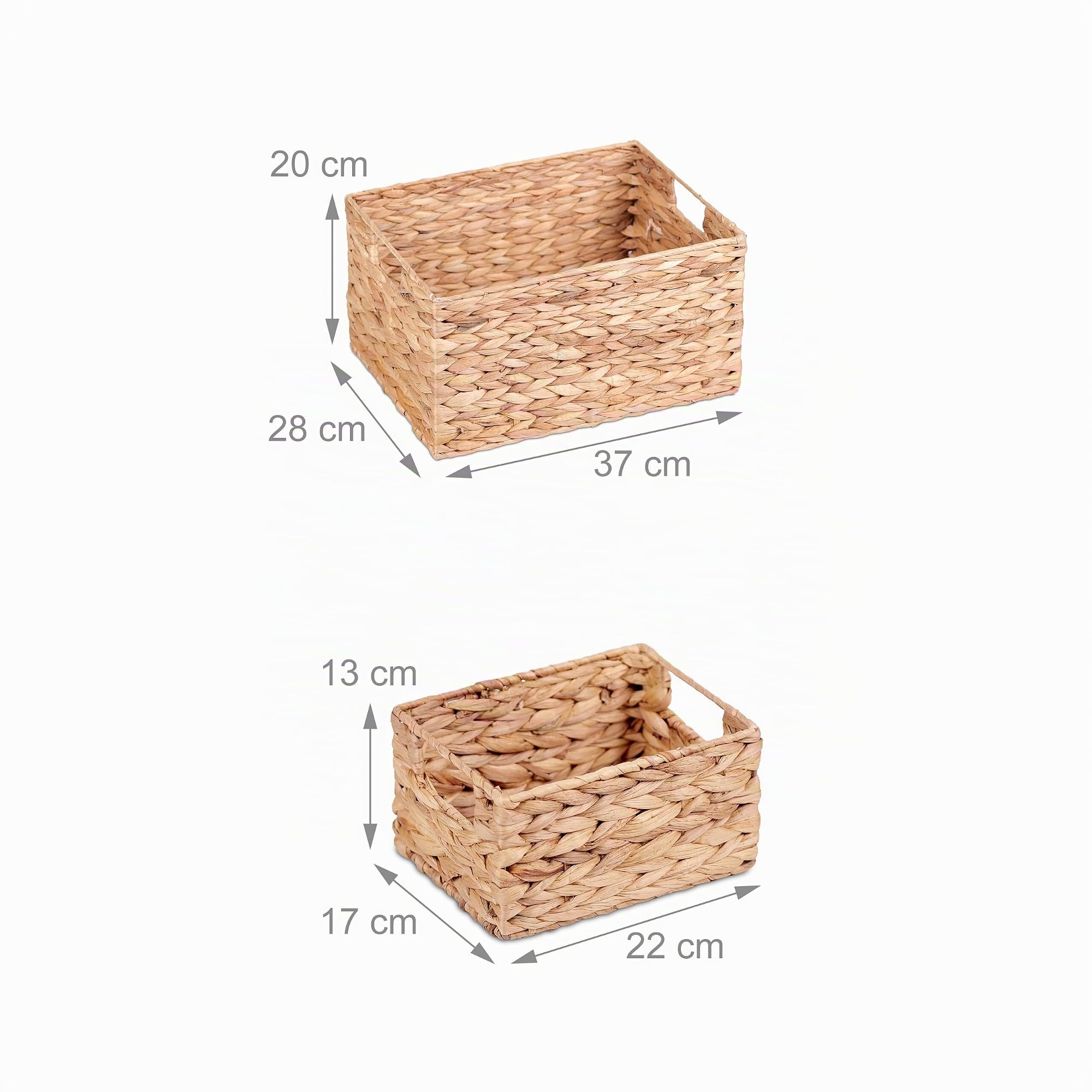 Relaxdays Cestino Portaoggetti in Giacinto d'Acqua Intrecciato, Set 3 Cesti da Bagno e Armadio, Aspetto Vimini, Naturale