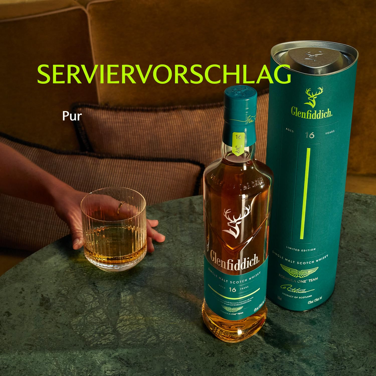 GLENFIDDICH Single Malt Scotch Whisky 16 Jahre, 70 cl – Limited Edition | Vollmundig & komplex | Gereift in amerikanischen Eichenfässern | Aston Martin F1® Partnerschaft | 43% vol