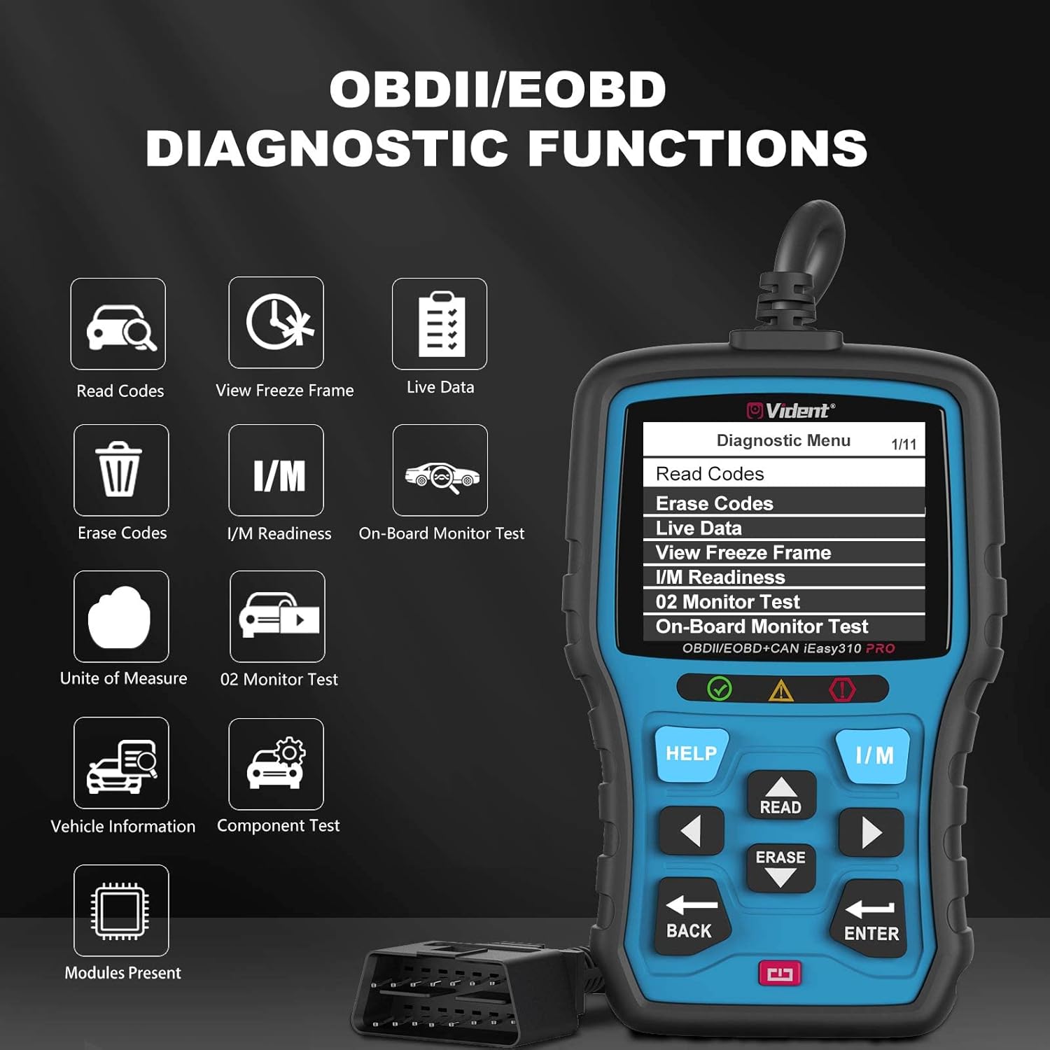Vident iEasy 310Pro OBD2 Scanner, OBD2 Code Reader, 12V Battery Voltage Tester, Enhanced OBD2 Scan Tool : Automotive