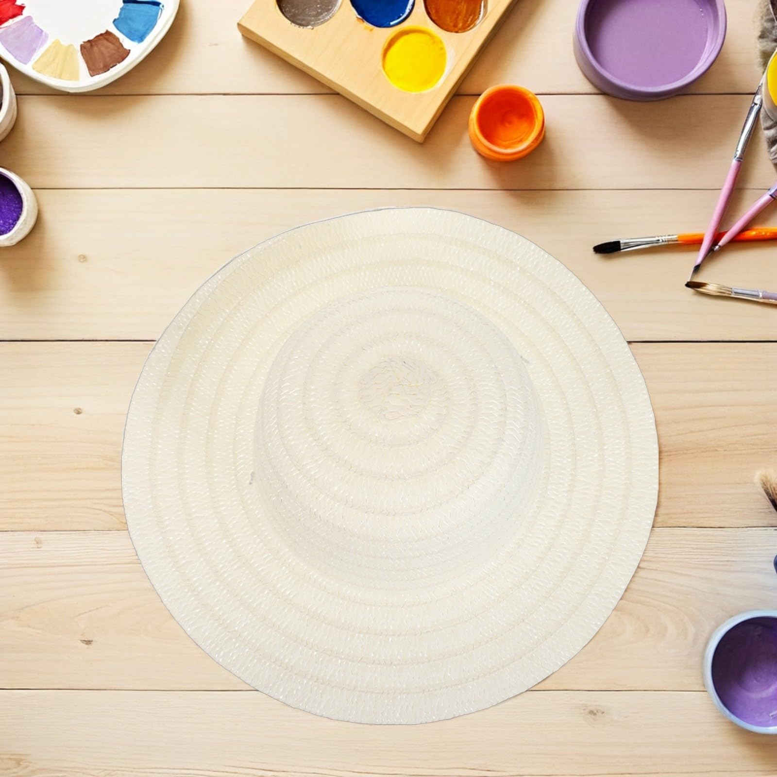 Artibetter Lot de 12 Chapeaux de Paille Vierges à Décorer Large Bord Beige Naturel pour Activités Artistiques Fêtes Déguisées et Jardinage Adultes Protection UV
