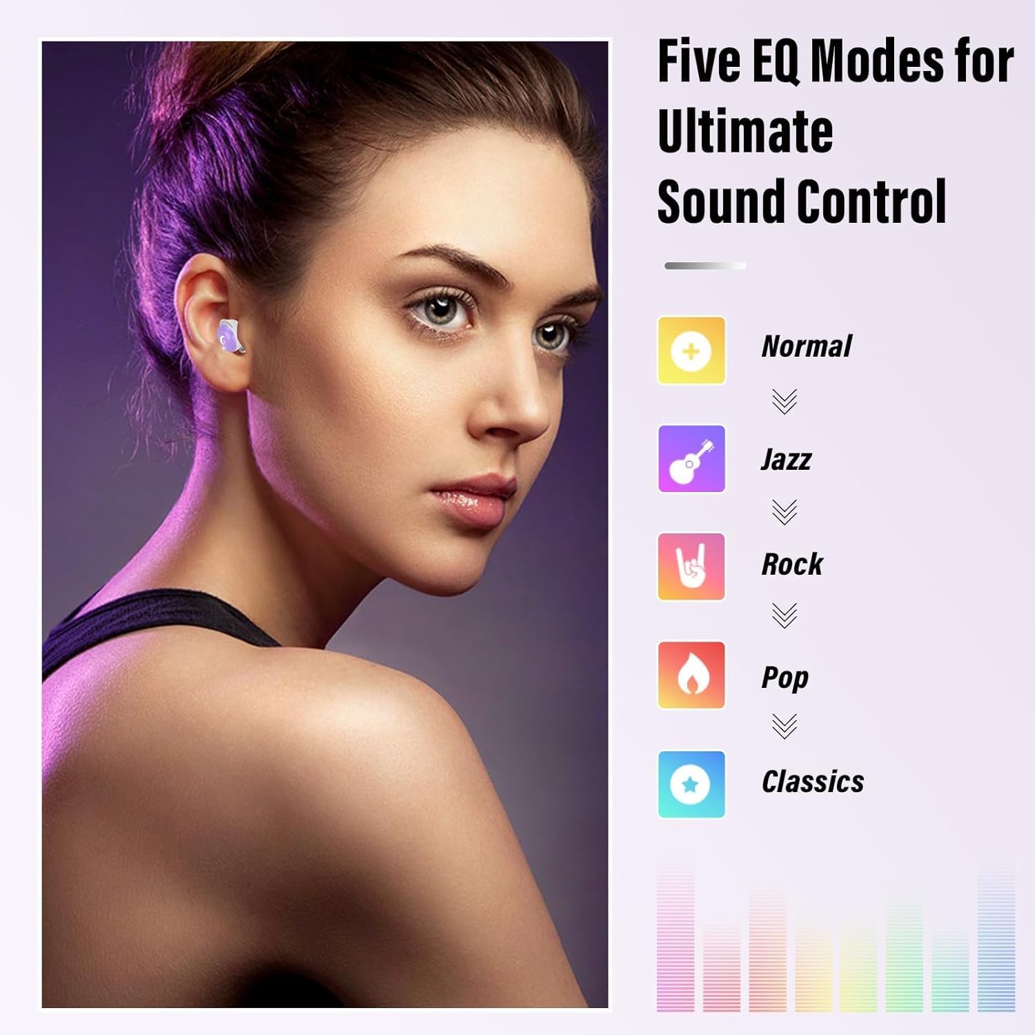 VEKJ Auriculares Inalámbricos, HiFi Estéreo, 48H Mini Auriculare para Dormir, Púrpura 6