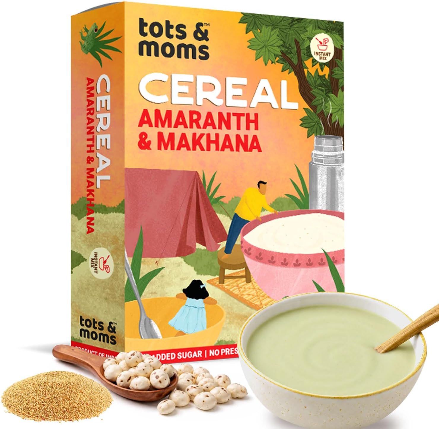 Instant Amaranth & Makhana Cereal | Travel Friendly Instant Cereal | Protein, Iron & Magnesium Rich Superfood | No Added Sugar, Salt or Preservatives, 200g