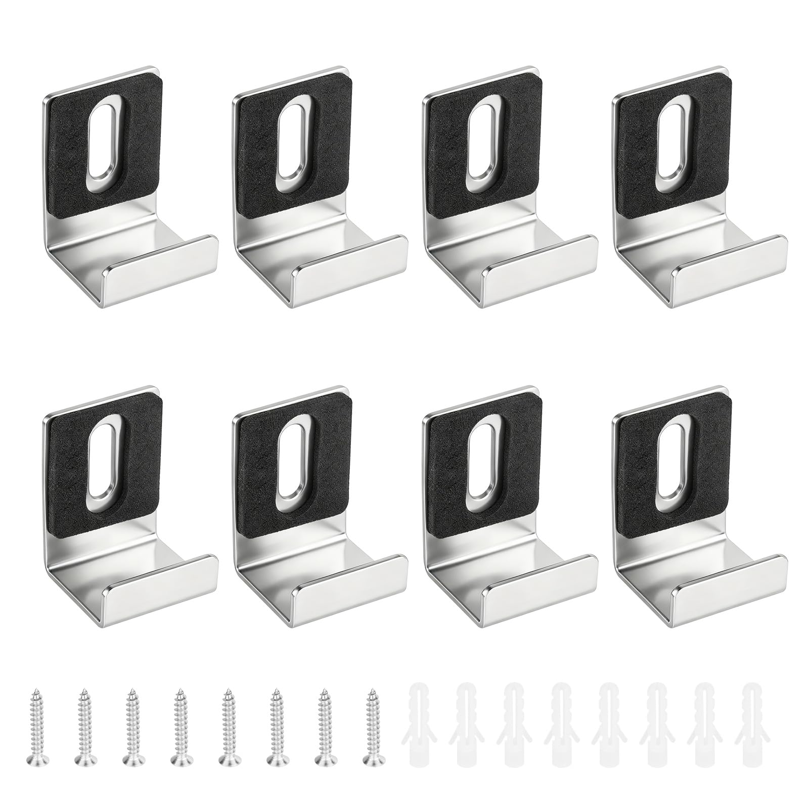 Diakey 8 Pieces Heavy Duty Mirror Clips Hanging Kit, Mirror Hanger Holder, Frameless Wall Mounting Bracket Hardware for Picture Frames, Billboard, Sliver
