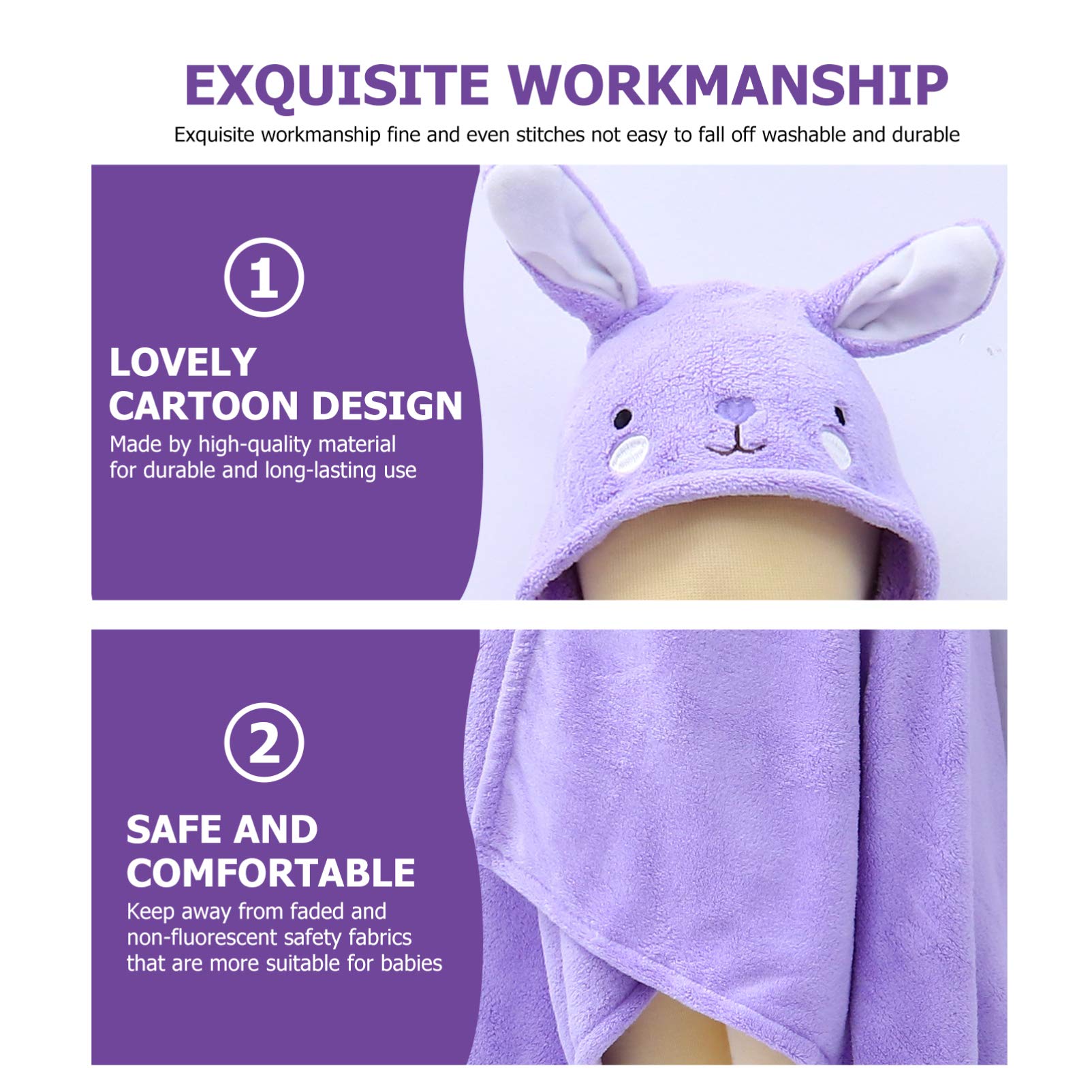 TOYANDONA Serviette de Bain à Capuche pour Garçon Fille Couverture de Bain avec Motif Dessin Animé Serviette Respirante et Douce
