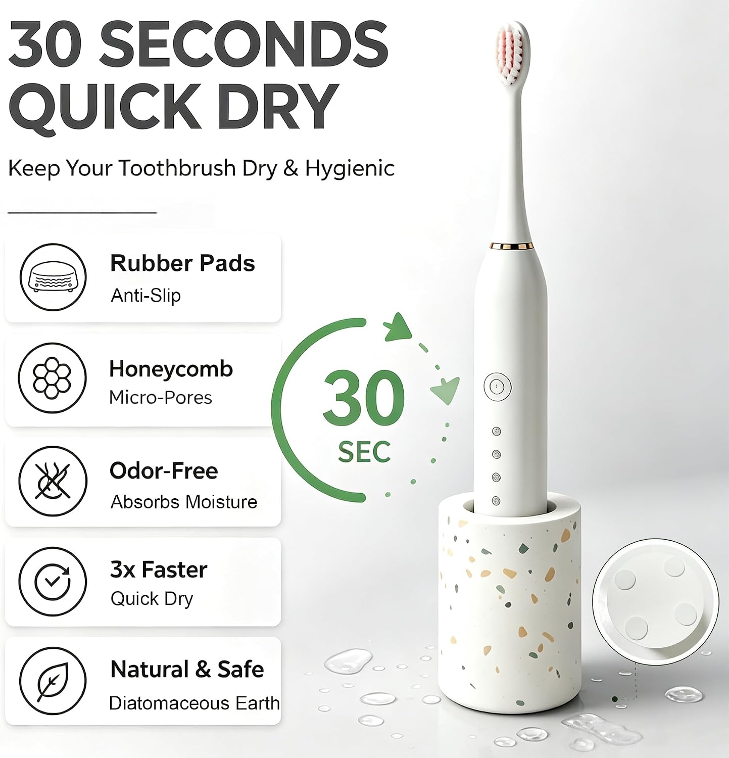 Diatomite Electric Toothbrush Holder, Single Quick-Dry Organizer