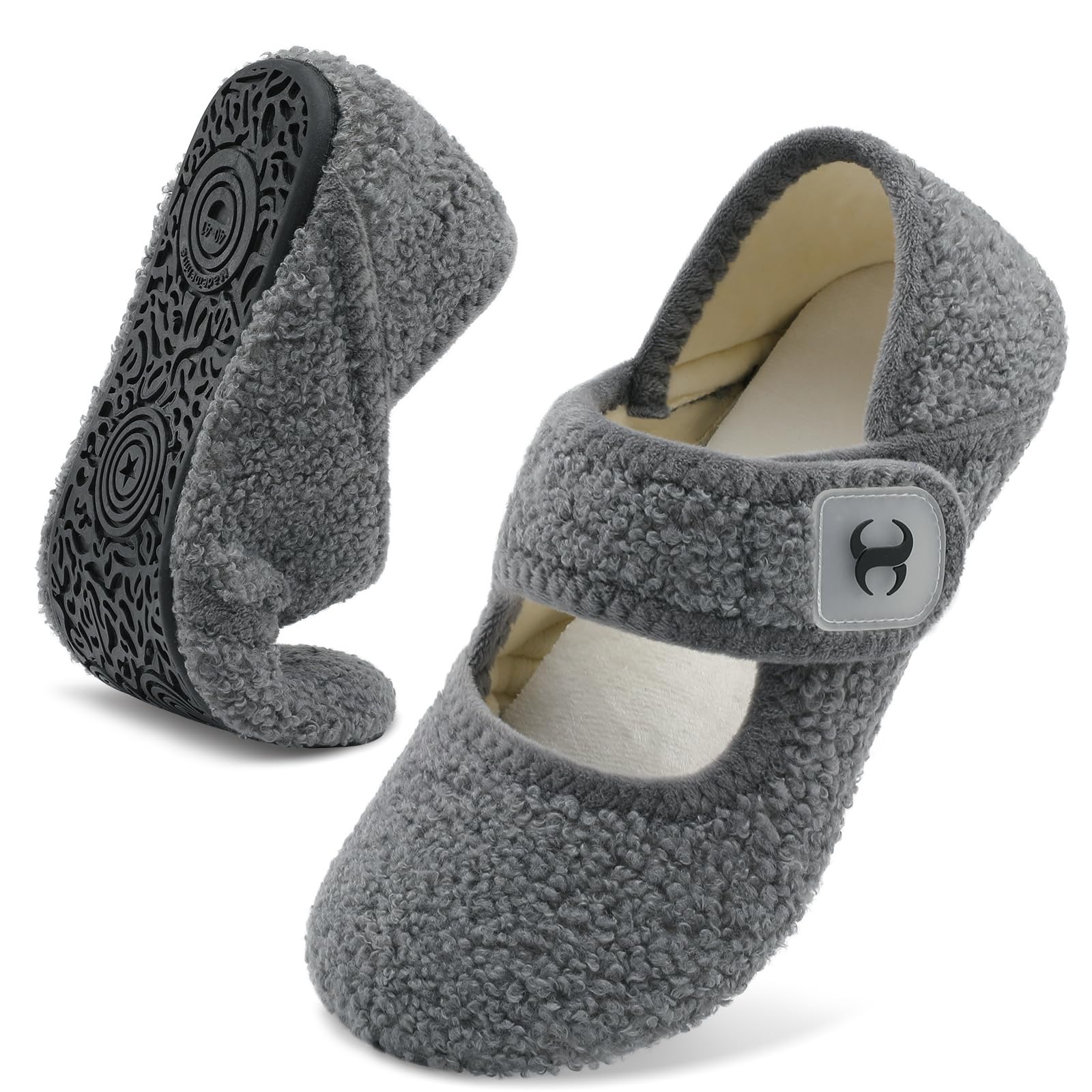 Scurtain Comfy House Slippers for Women Men Wide Diabetic Sock Slippers Soft Slip On Slippers Cozy Barefoot House Shoes
