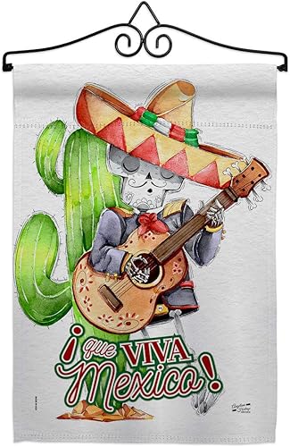 Cinco de Mayo Que Viva México Garden Flag Set de suspensión de pared para fiesta de verano Cactus Pinata Sombrero Mexicano Fiesta al aire libre