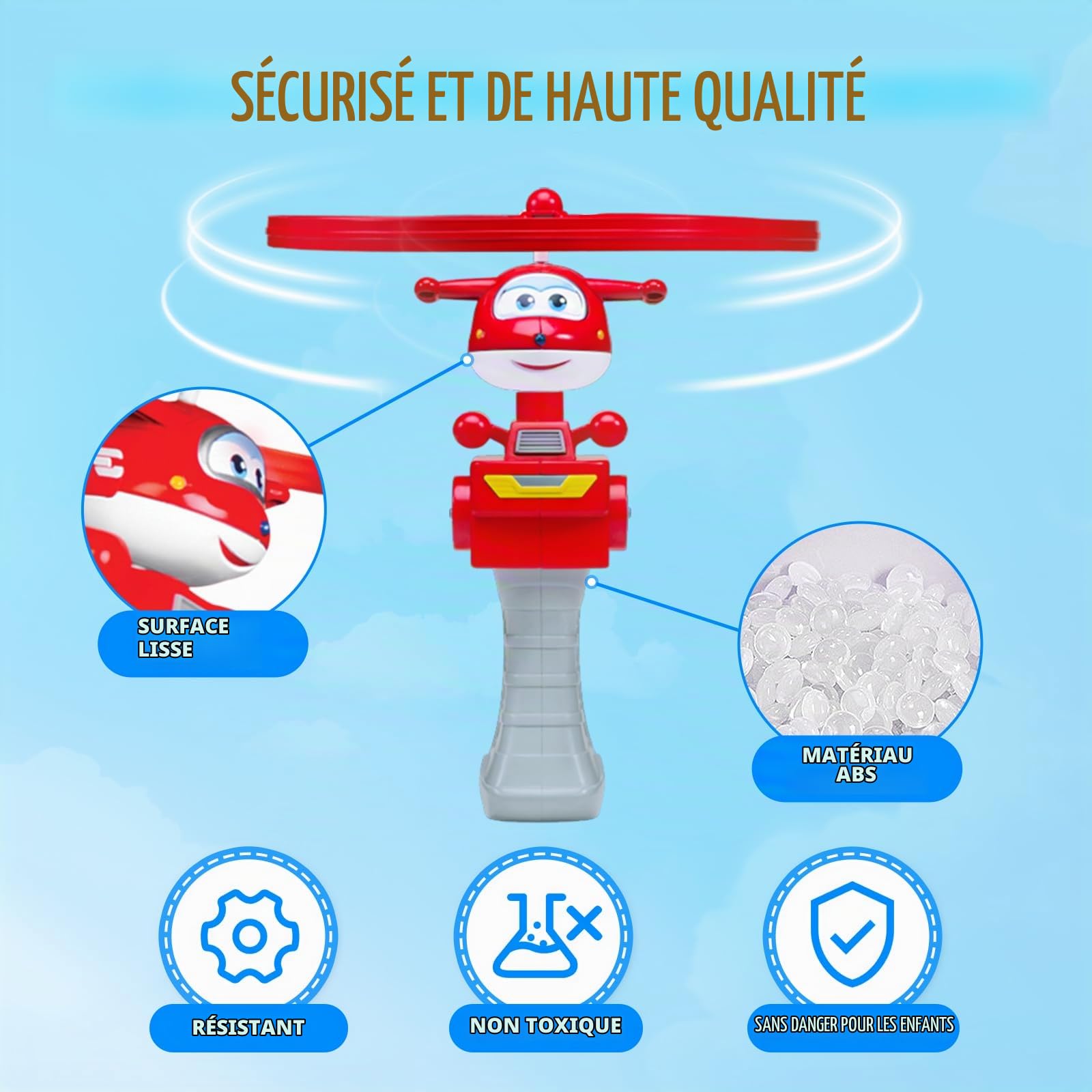 Super Wings Jouets Volants Jett pour Enfants - Disques Volants d'Extérieur Amusants, Avion Jouet pour Garçons et Filles de 3 à 8 Ans
