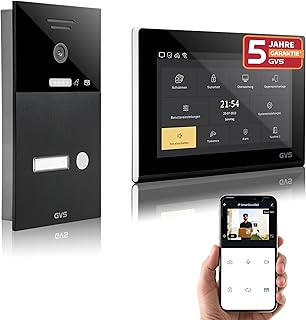 GVS - IP Video Türsprechanlage mit Türöffner, HD Kamera, 1x 7 Zoll Monitor & App - Smarte Video Türklingel mit Kamera & Gegensprechanlage für 1 Familienhaus (AVS1284U)