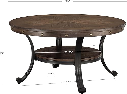 Miniatura 3 de Powell Muebles Franklin - Mesa de cóctel, pequeña, multicolor, marrón/negro