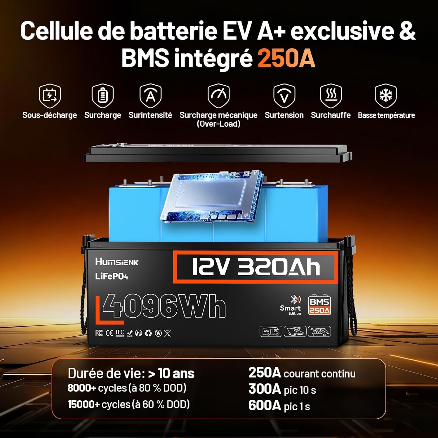 HumsiENK app interface on a smartphone showing battery status