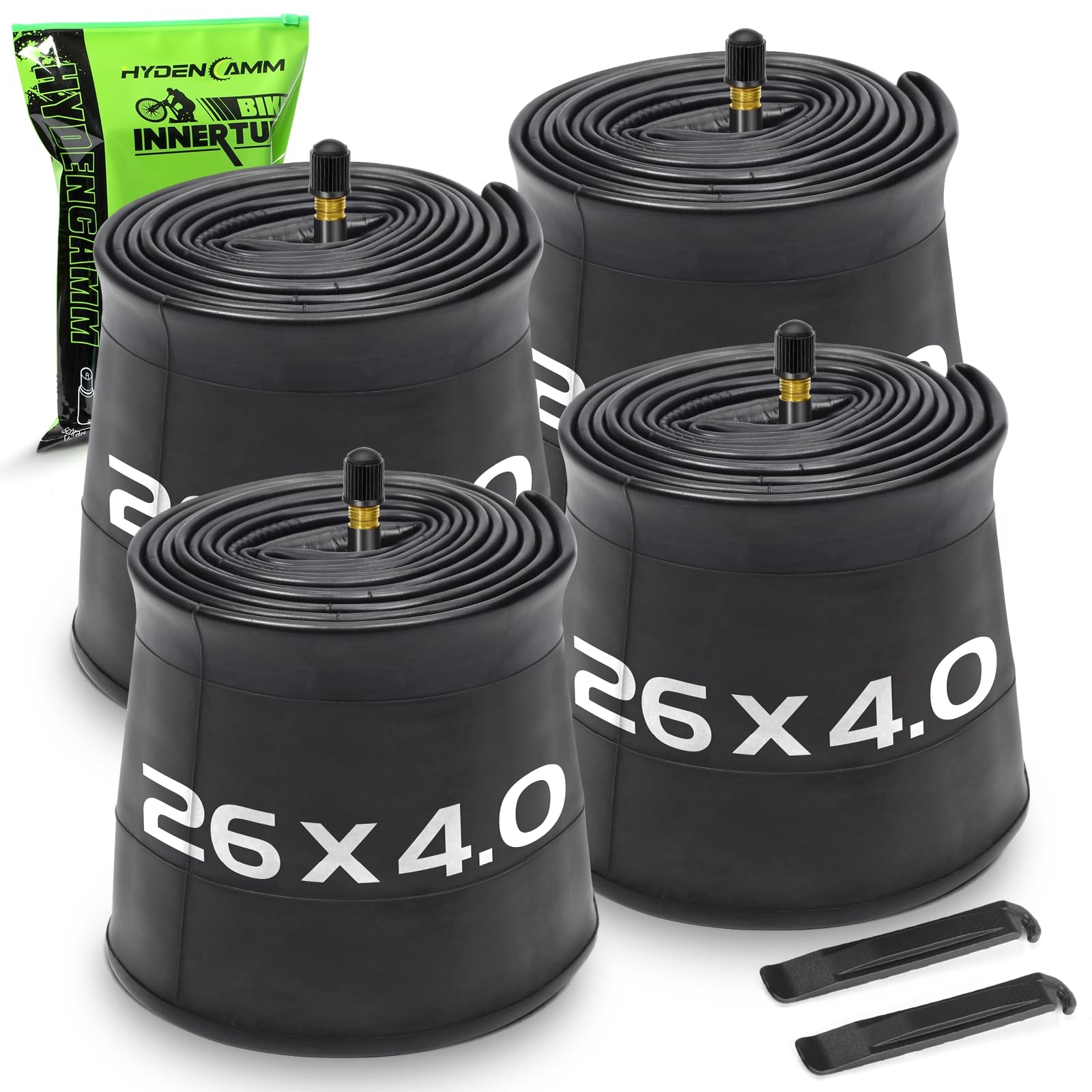 1/2/4 Pack 20x4 26x4.0 Fat Bike Tube with AV 32mm Schrader Valve, Premium Butyl Rubber Fat Tire Bike Tubes with Tire Levers, 20, 26x3.5-4.5 Bike Tube for Road/MTB/E Bike