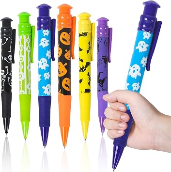 Shemira Halloween Party Favor for Kids, 24 Pcs Jumbo Pen in 6 Assorted Halloween Theme Designs for Trick or Treating,Goodie Bag Filler,Miniatures, School Classroom Rewards