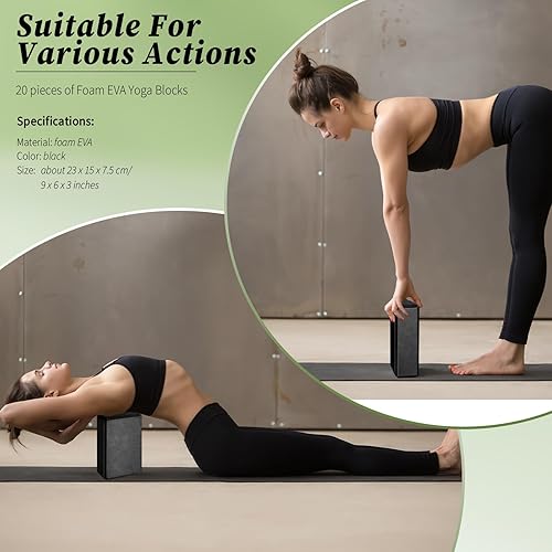 Miniatura 2 de Yilloog 20 bloques de yoga de espuma EVA  Bloques de espuma antideslizante de alta densidad  Ladrillos de yoga negros ligeros  Accesorios para