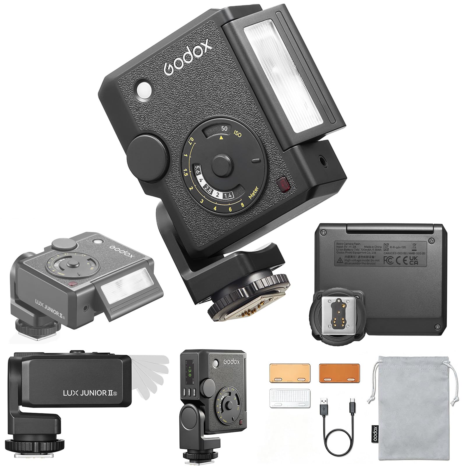 Amazon | Godox Lux Junior II レトロTTLフラッシュ 双軸回転・1/8000