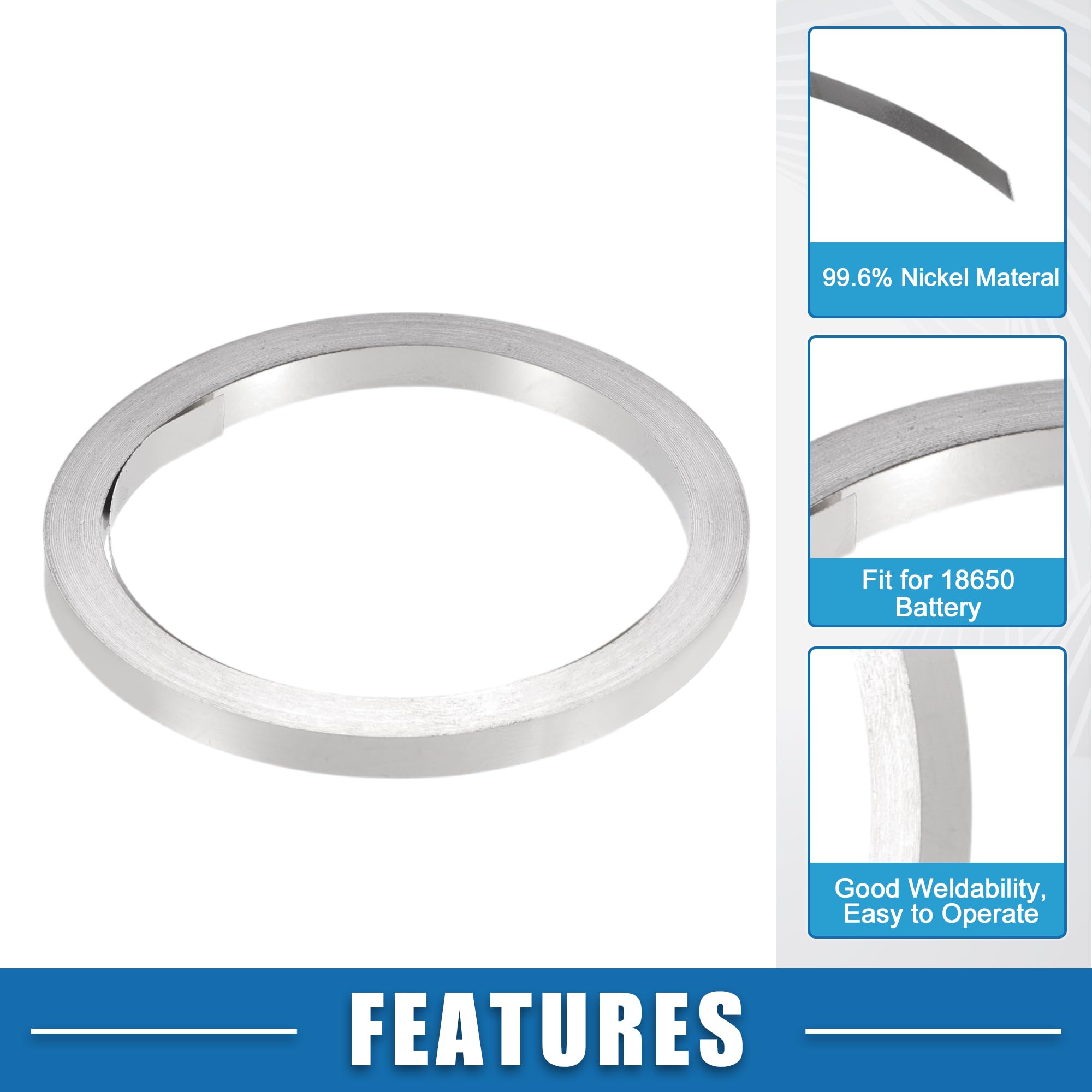 ABSOPRO Nickel Strip 99.6% Nickel – 0.12mm X 6mm X 32.8ft For 18650 Battery Spot Welding And Soldering