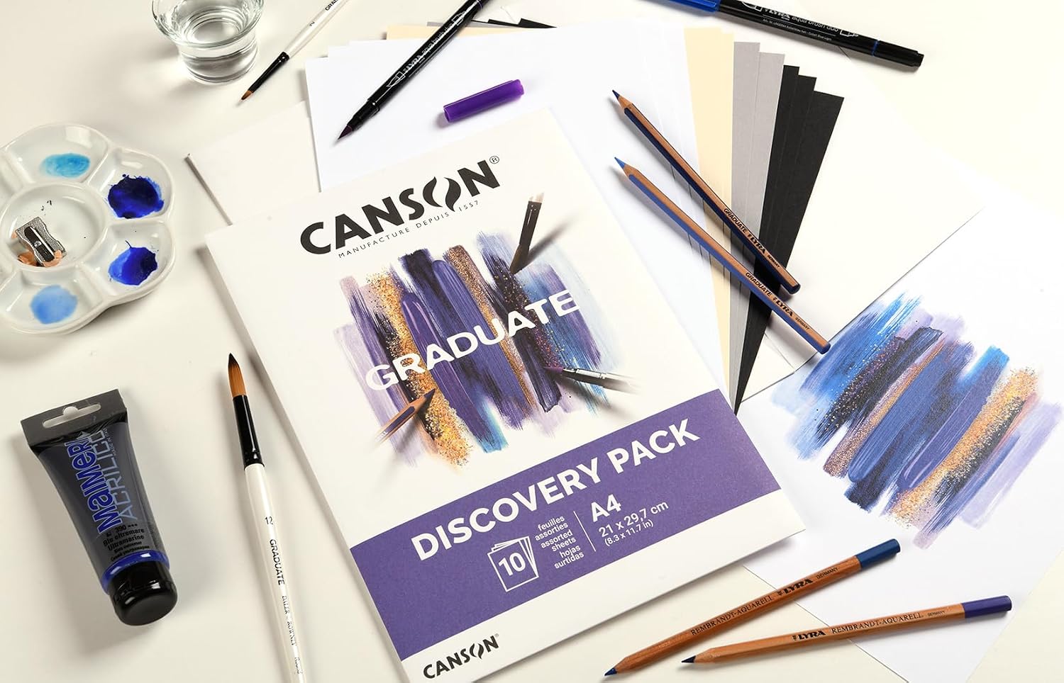 Canson Graduate, Discovery Pack, Mini-pk, A4-21x29.7 cm, 4 Assorted Colours, 10 Sheets
