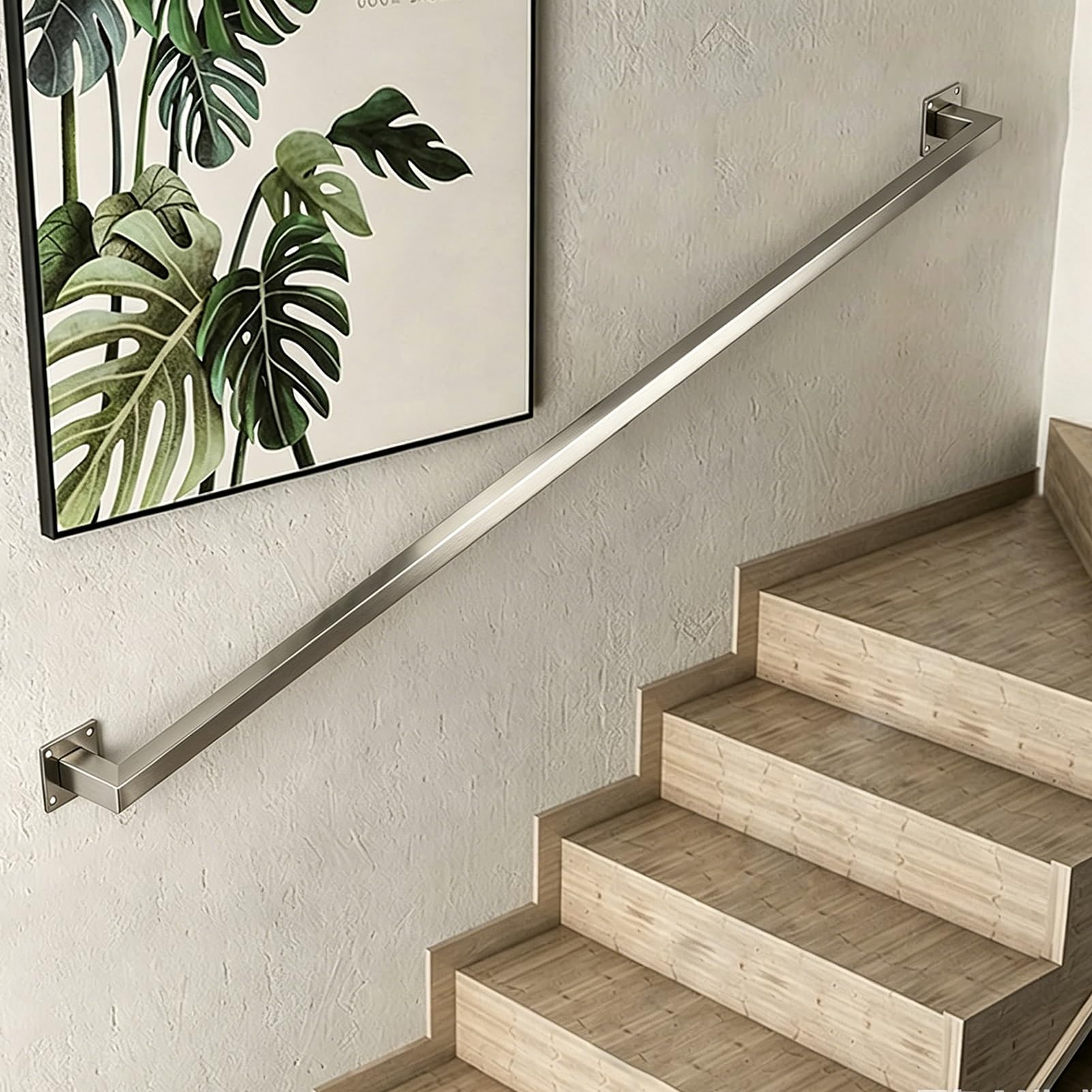 Modern Stair Handrails for Indoor & Outdoor, 1m 1.5m 2.5m 2.8m 3.9m 4.5m 6m Wall Mount Grab Bars for Garden Garage Porch Courtyard, Stainless Steel Non-Slip Grab Rail(16ft/4.8m)