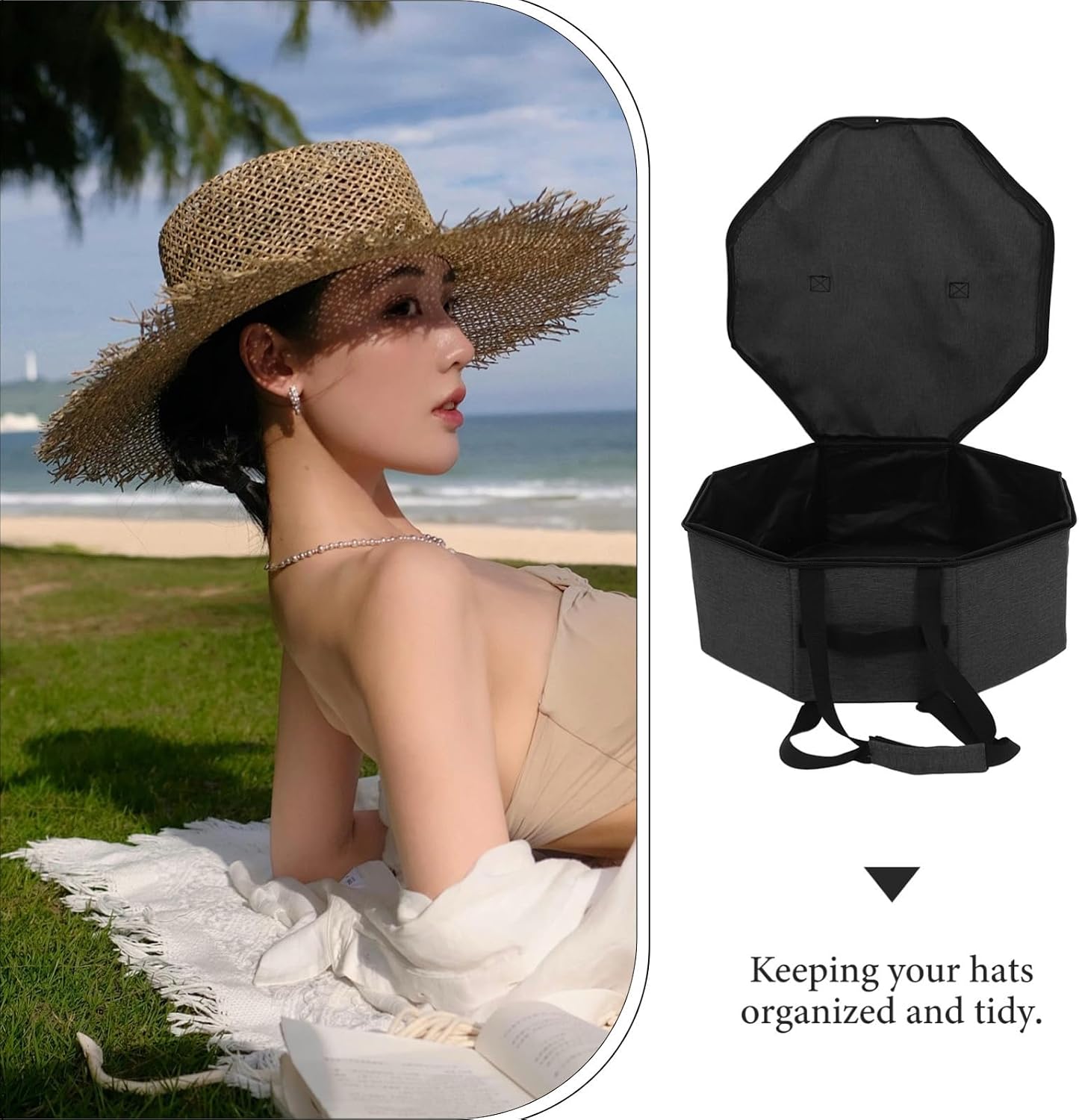 Foldable Hat Storage Bag Travel Organizer Large Capacity with Handle image 3