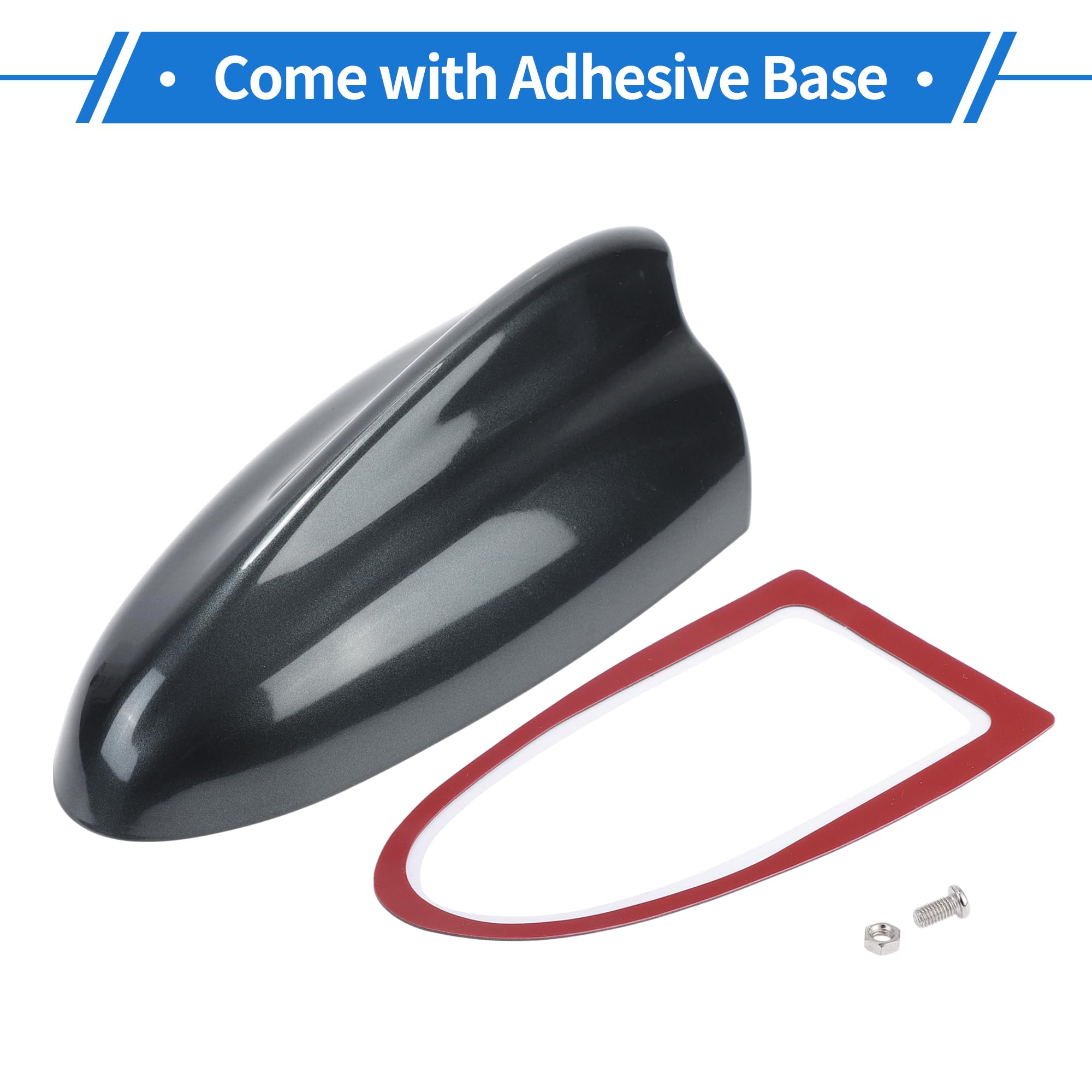 Cubierta de Antena de Aleta de Tiburón Antena de Techo de Señal Am/FM Universal para Coche SUV Camión Todoterreno Material ABS con Base Adhesiva Gris Oscuro
