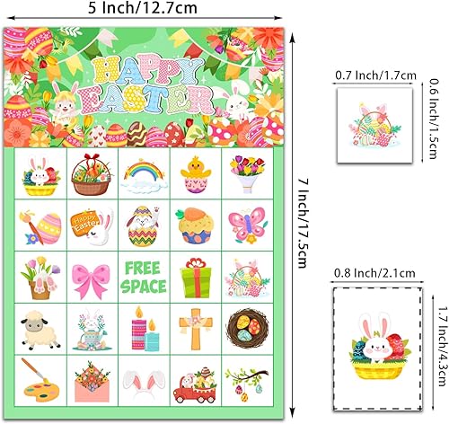 Miniatura 3 de JGCWorker Juego de bingo para el día de Pascua, suministros de fiesta divertidos para niños y adultos, 24 jugadores, coloridas tarjetas de