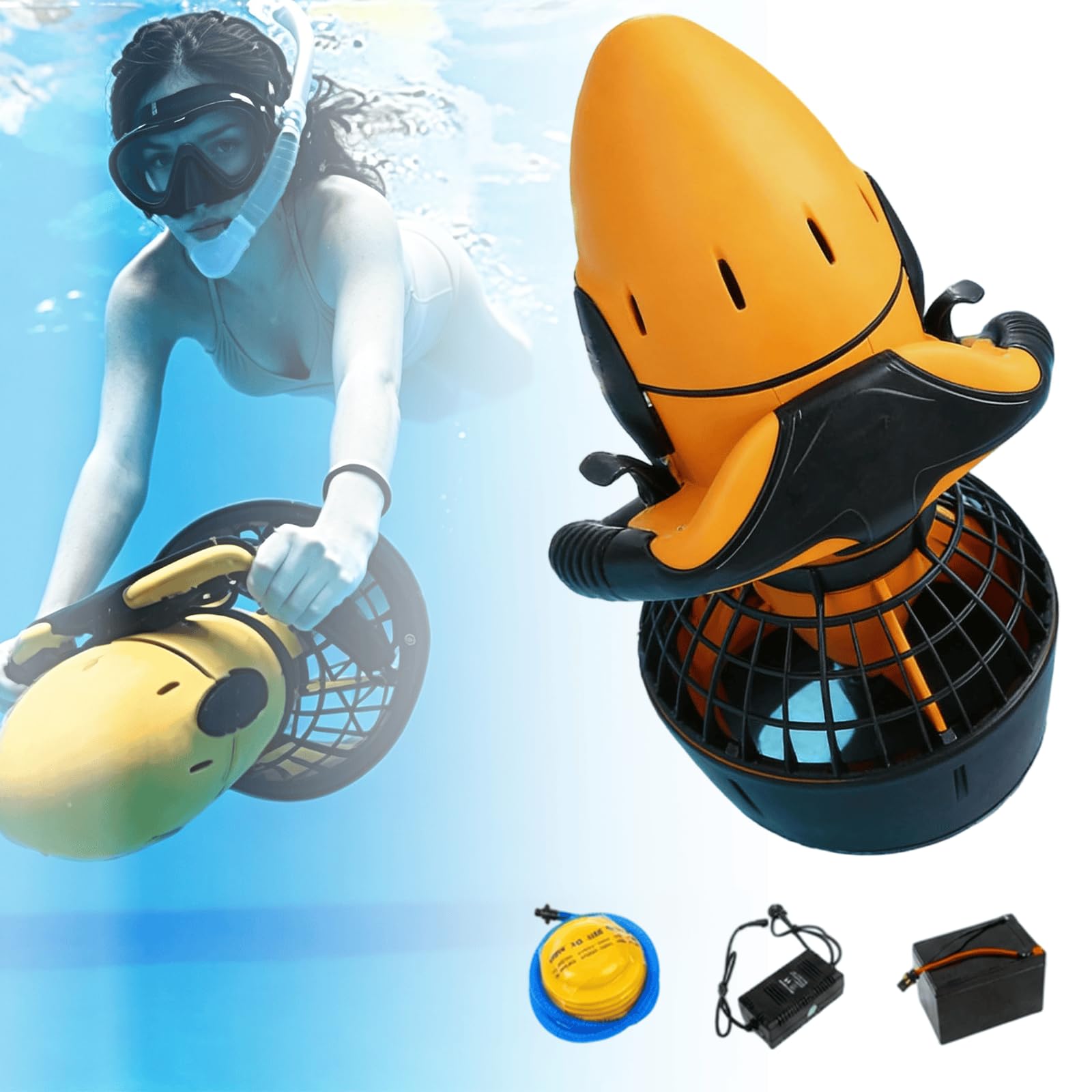 Vehículo Submarino de propulsión Buceo Sea Scooter, Seascooter De 500 W | Hélice de Buceo de 5,4 km/h, Scooter de Buceo Impermeable de Larga duración para Buceo, natación y fotografía submarina