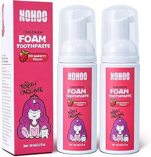 Foam Toothpaste Kids with Fruit Flavor, 2 Pack Fluoride Free Natural Formul, Foam Toothpaste for Electric Toothbrush,Suitable for Toddler's Oral Cleaning and Cavity Prevention
