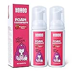 NOHOO Fluoride Free Foam Toothpaste Kids Strawberry,Natural Training Toothpaste for Baby Toddler Children Oral Cleaning and Cavity Protection(2 Pack)