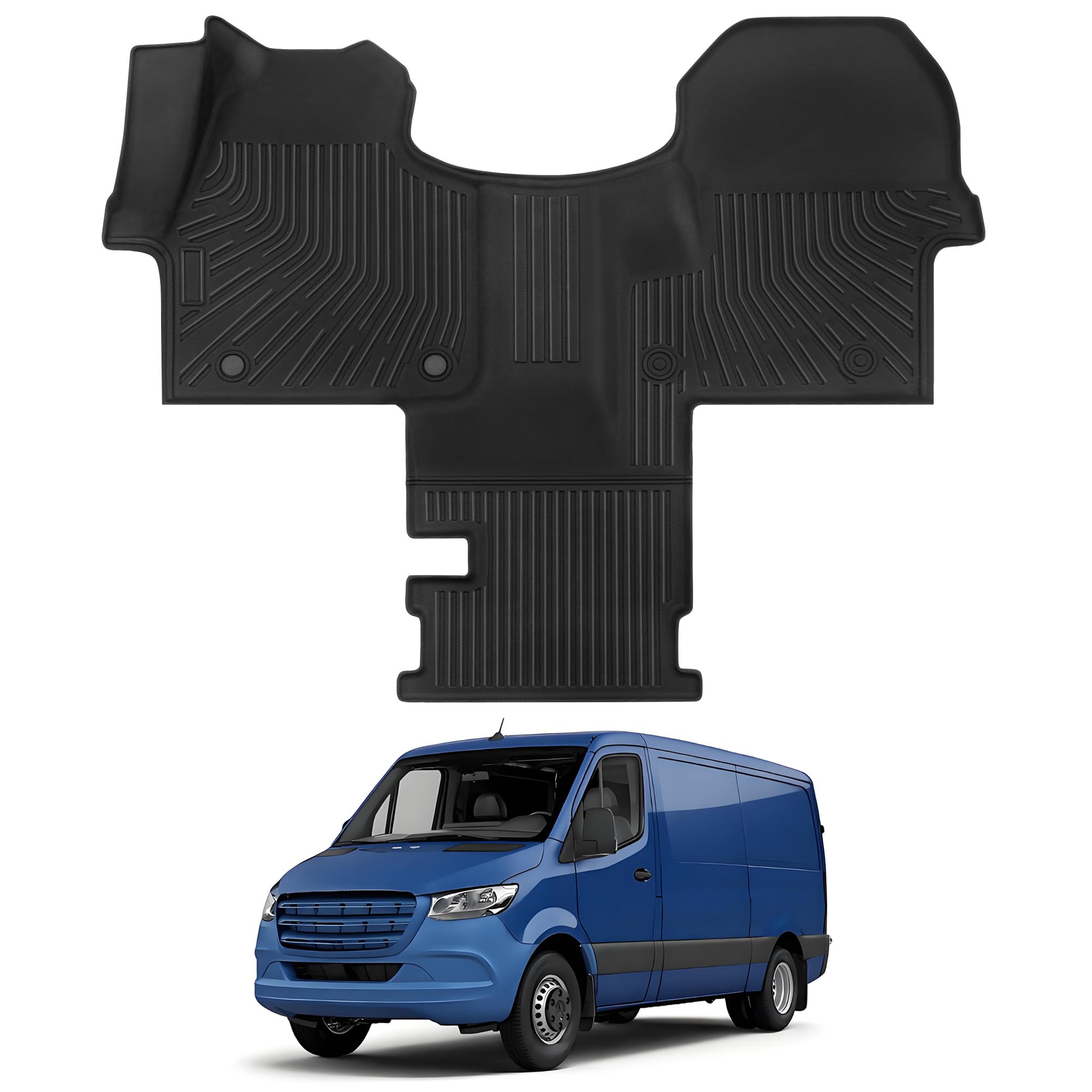 QINQINTU Sprinter Van 2500 3500 2019-2025 2026 Floor Mats Bucket Seats All Weather TPE Floor Liner Mat for
