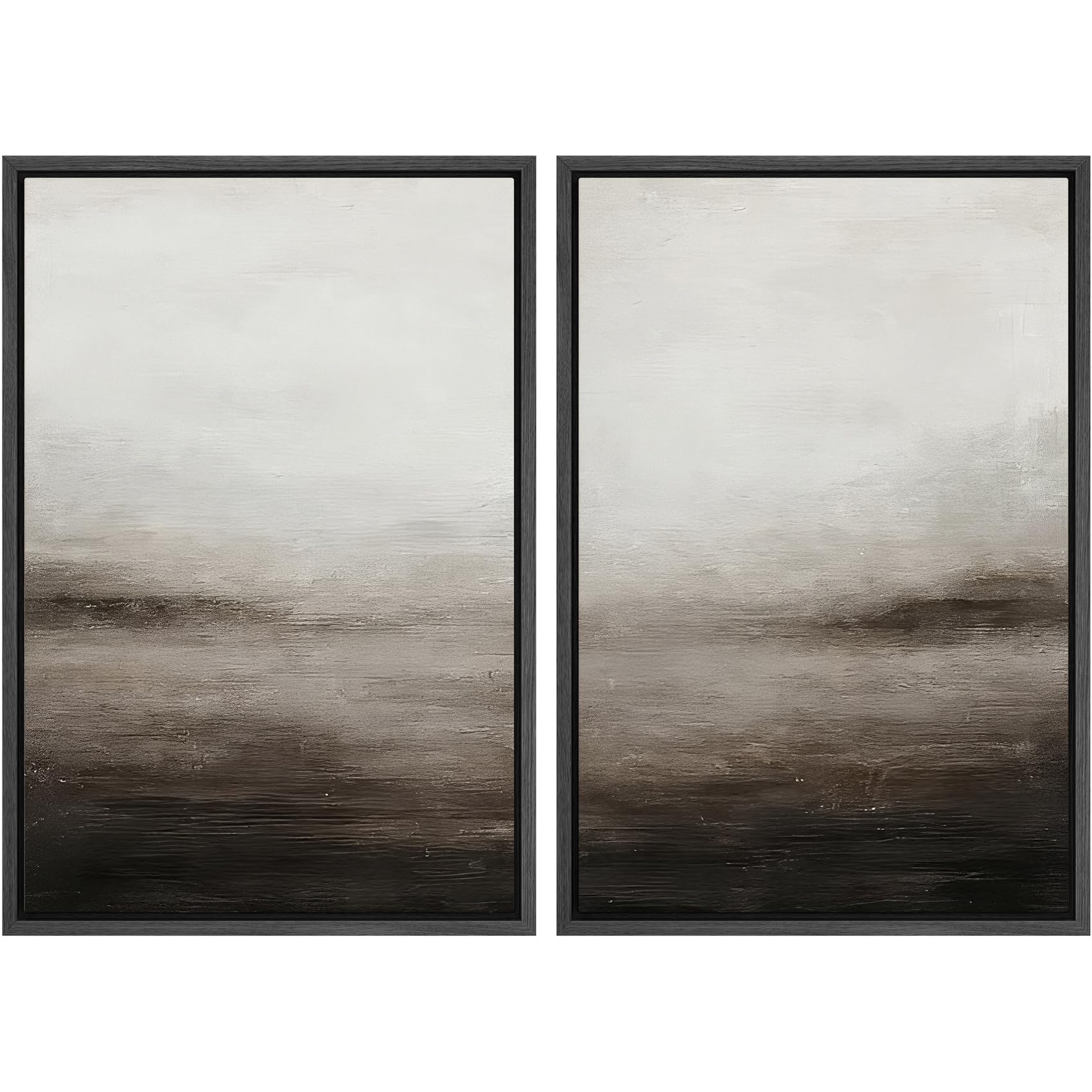 MUDECOR Framed Canvas Print Wall Art Monochromatic Gradient Abstract Minimalist Gray Illustrations Modern Art Decorative Bohemian Colorful Chic for Living Room, Bedroom, Office - 16"x24"x2 Black — view 51