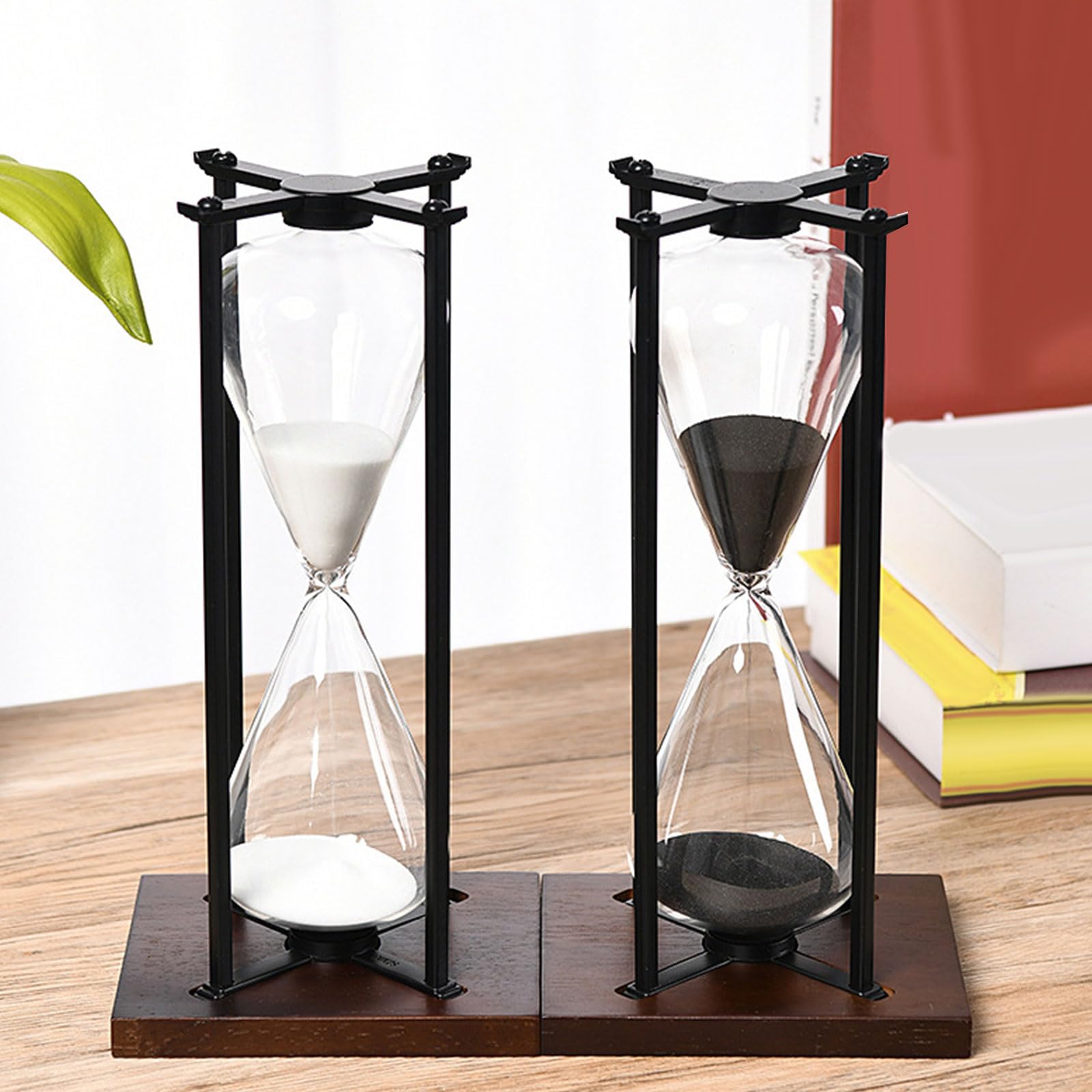 Moderner Sanduhr Timer aus schwarzem oder weißem Sand, robuste Glas Sanduhr 30/60 Minuten für Yoga und Kochen, Zeitmanagement, künstlerisches Schreibtischzubehör