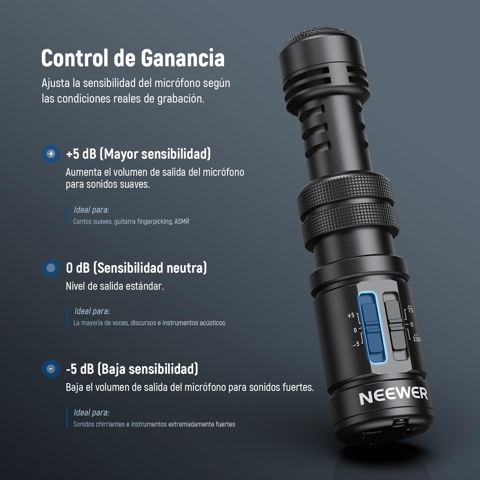NEEWER Conectar & Usar Micrófono Vlog para Cámara DSLR, Compatible con iPhone Mac Android Teléfono Tableta Portátil PC, 20-20 KHz Mini Mic Supercardioide con Dos OTG para Grabación Streaming, VM11