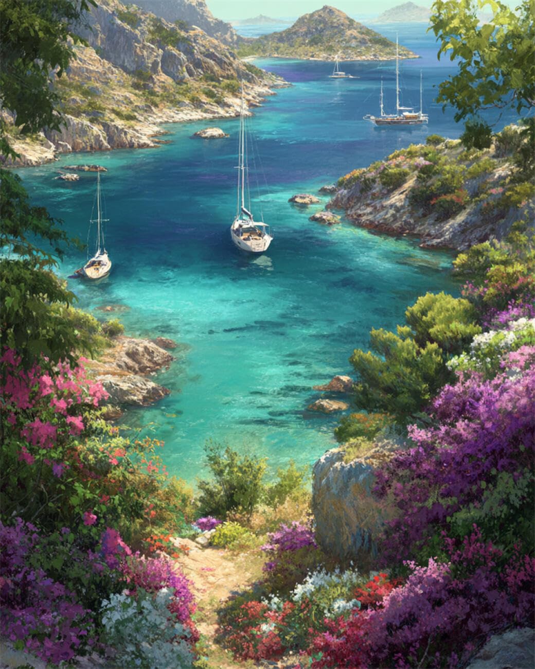 Rqwybcaxn Bead Embroidery Kits Seestück Ölgemälde Landschaft Perlen-Stickset Für Anfänger，Diy-Sticksets Mit Vorgedrucktem Motiv，Wandkunst & Dekoration 9CT 40x50cm