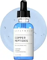 Asterwood Sérum de peptídeos de cobre para o rosto – aperta, reparador, aumento de colágeno – com GHK- e ácido hialurônico – 1 ml