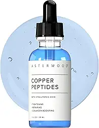 Asterwood Sérum de peptídeos de cobre para o rosto – aperta, reparador, aumento de colágeno – com GHK- e ácido hialurônico – 1 ml