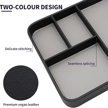Leather Valet Tray,Modern Desk & Entryway Storage Tray, Practical Catchall Organizer for Daily Accessories for Keys, Phone, Wallet, Watch and Jewelry