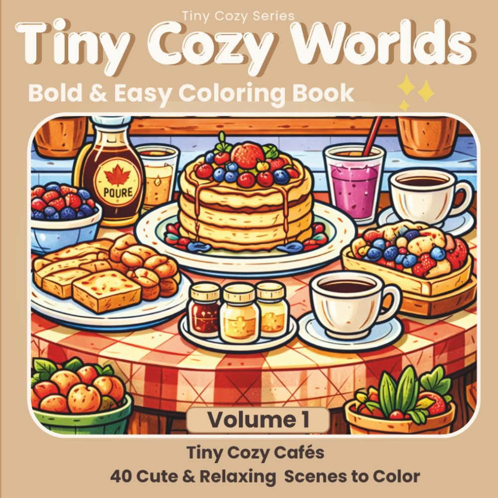 Tiny Cozy Cafés Coloring Book: 40 Cute Mini Café Scenes for Relaxation and Stress Relief (Tiny Cozy Series)