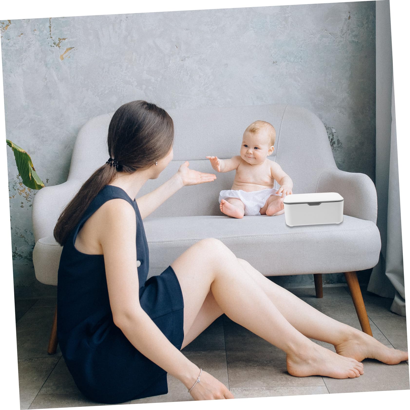 Boîte à Lingettes Humides Portable Lot de 2, pour Bébé, Plastique Bleu