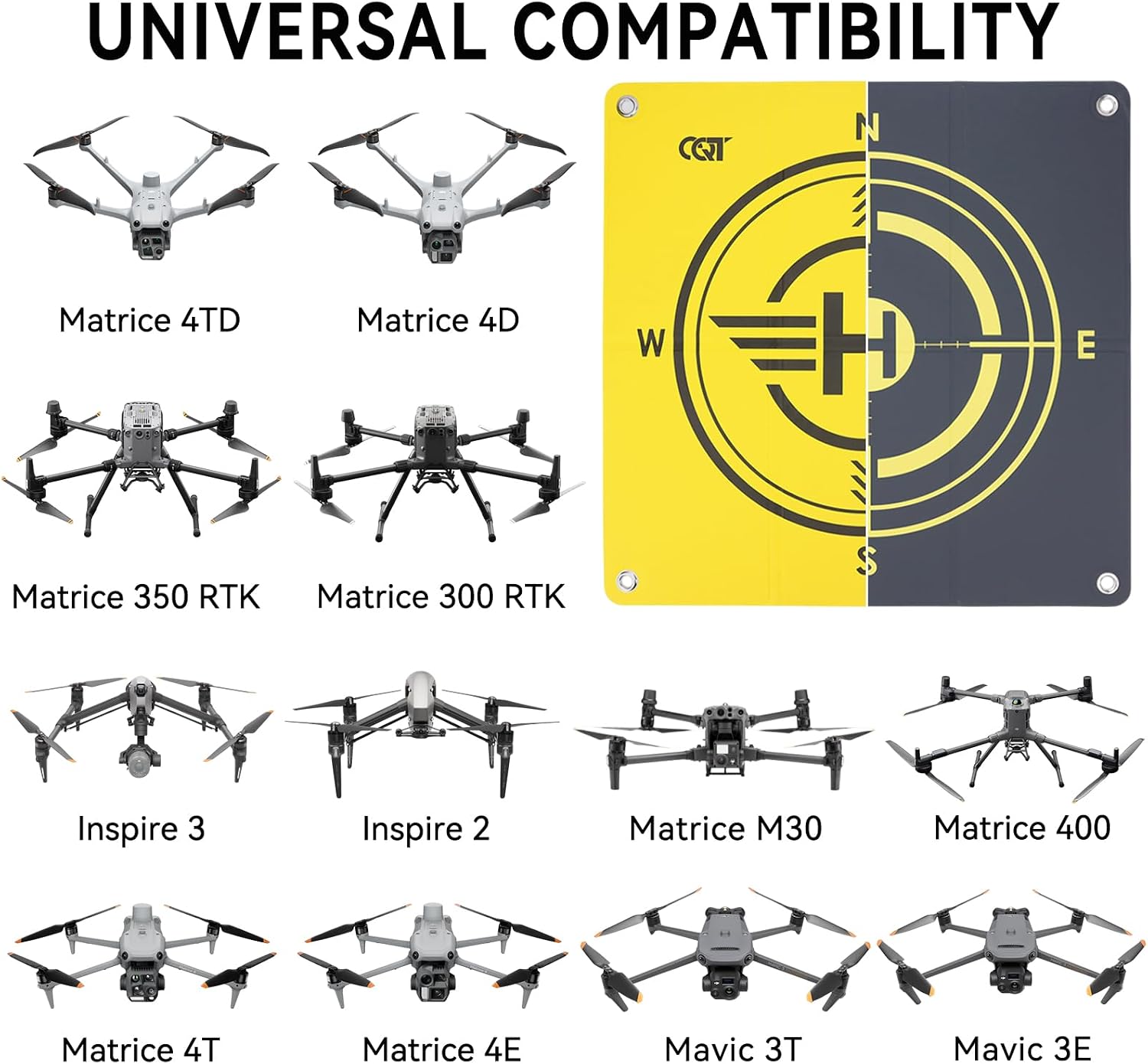 CQT Weighted UAV Drone Landing Pad for DJI Matrice 400 4TD 4T/4E 4D M30/M30T Matrice 350 RTK 300 RTK Mavic 3E/3T/3M Mavic 4 pro,Inspire 3 2 1 Drone Multirotors and Helicopters