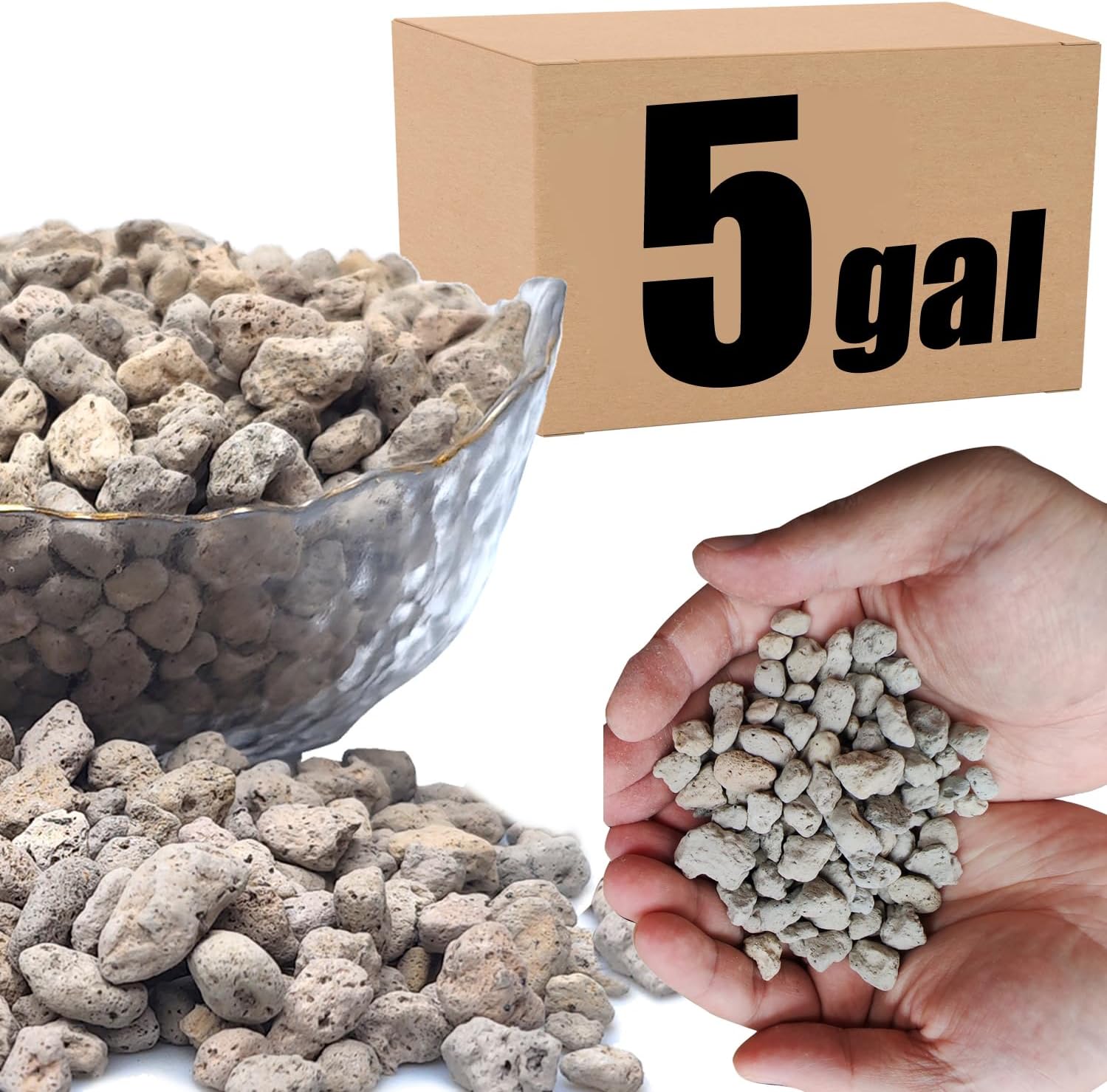 Organic Pumice for Bonsai and Horticultural 100% Natural- (3 gallons, 1/4 inch)