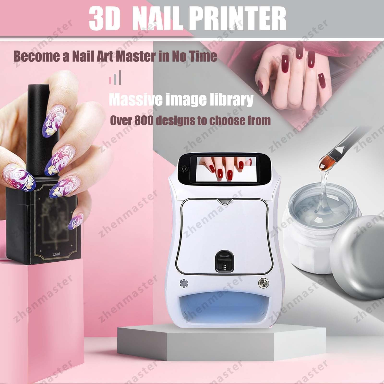 Stampante Nail Art Digitale Automatica Con 2400DPI E Display Touch 5", Stampante Unghie 3D Professionale Con App Wireless E Lampada U-V LED, Ideale Per Casa, Eventi, Studi E Saloni(Machine)
