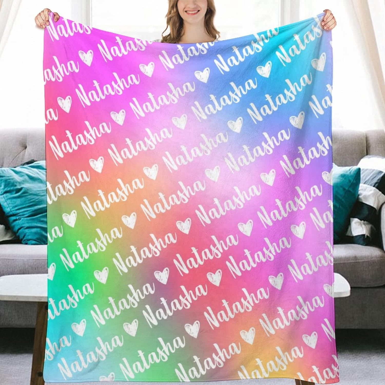 Personalized Baby Blankets for Boys Girls with Name, Custom Kids Blanket for Women Men, Monogrammed Baby Throw Blanket Gift for Birthday Christmas, Customized Baby Gifts for Newborn Toddler 40"x50